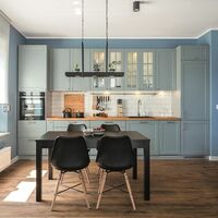 Zoya Studio - niebieska kuchnia rustykalna